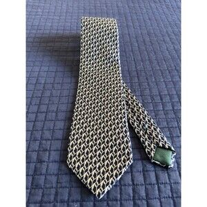 Sulka Mens 100% Silk Tie, Blue And Cream Pattern, Made In France